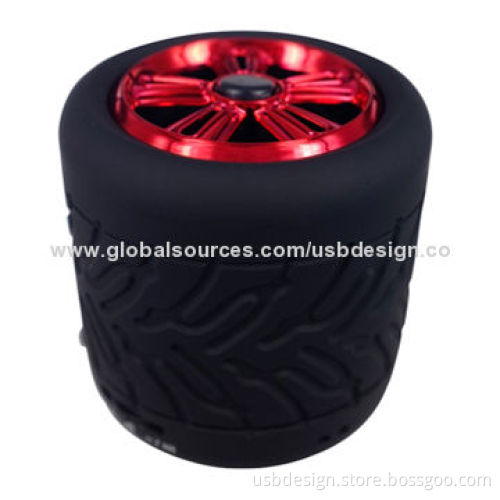 Hot-sell Tire Bluetooth Speaker Manufacturer in China, Sized 61*61mm, 3W Loudspeaker Output Power